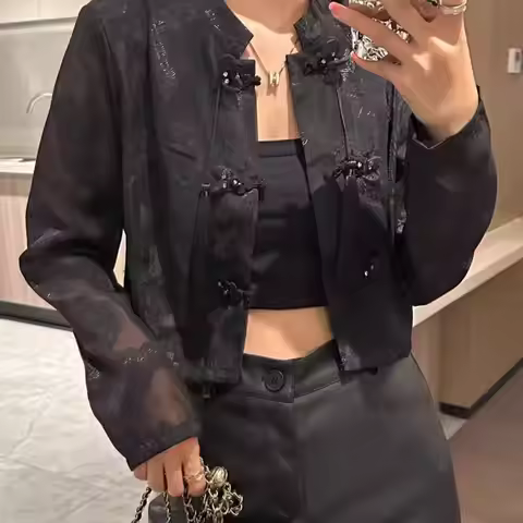 New Chinese Style Jackets cardigan Jacket Vintage Handmade Chinese Knot Button Fastener Cheongsam Co