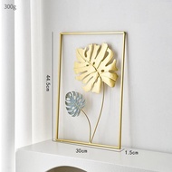 Metal Art Wall Hanging Nordic Wall Decor Living Room Decoration Plant Leaves Wall Sticker Bedroom Ho