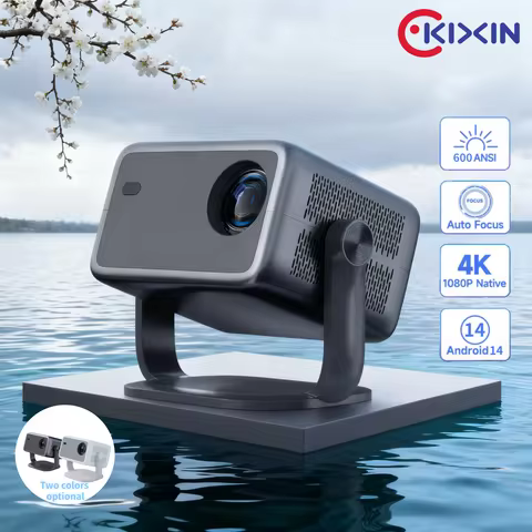 KIXIN 600ANSI beam projector l018 Projector 4K android 14 Auto Keystone Wifi6 BT5.4 Portable home th