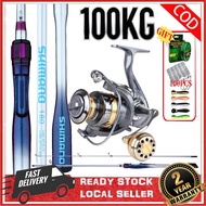 DAIWA Fishing Reel Full Set Spining Rod 1.65-2.1m Joran Pancing Set Alat Memancing Spinning 100KG
