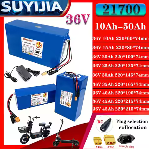 2026 new 36V 50Ah 45Ah 20Ah 25Ah 30Ah 35Ah 40Ah 15Ah 10Ah 21700 lithium battery, 100-1500W high powe
