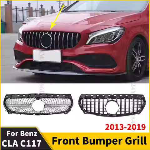 GT Diamond Front Inlet Bumper Grille Racing Hood Grill Mesh For Mercedes C117 W117 Benz CLA 2013-201