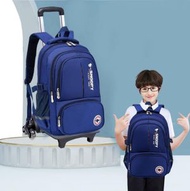 全城熱賣 - 多用途拉桿背包 拖拉旅行袋 雙肩包 書包（深藍）(平行進口)