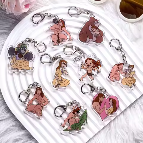 1/17Pcs Disney Tarzan the Ape Man Acrylic Keychain Bag Charms Accessories Cute Backpack Key Holder K