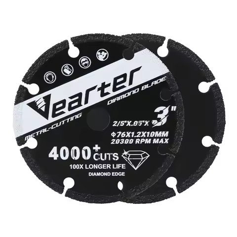 Vearter 76mmX10mm Vacuum Brazed Diamond Cutting Disc 3''X2/5'' Wheel Saw Blade For Metal Rebar Cast 