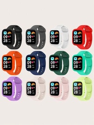2入組男女通用純色矽膠保護殼和錶帶，適用於Redmi Watch 3 Active日常休閒簡約