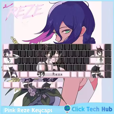 New Pink Reze Keycaps Chainsaw Manthe Movie: Breeze Arc Movie Peripherals Keycap Sublimation Pbt Mec