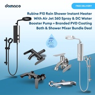 Rubine P10 Rain Shower Instant Heater w/ Air Jet Spray & DC Booster Pump + PVD Coating Bath & Shower