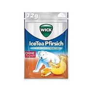 WICK IceTea Peach Cough Drops with Cooling Menthol and Mate Extract, Sugar Free, Pack of 1 x 72 g