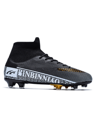 Zapatos de fútbol para exteriores AG negros, adecuados para césped natural, zapatos de fútbol con suela antideslizante, zapatos de fútbol para jóvenes
