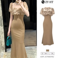 ZYHT women's dress khaki dress fishtail  dress cotton  dress work dresses  lxury dresses wedding dre