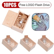 （Free Custom Logo）10PCS Wooden Drifting Bottle USB 2.0 Pen Drive 64GB Memory Stick 32GB Flash Drive 