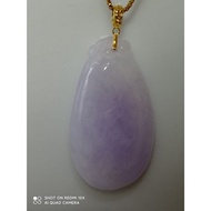 #J330  Natural Grade A Icy Jade Jadeite Purple Pendant H23.5mm with Real 18K Gold Clasp (Free Neckla