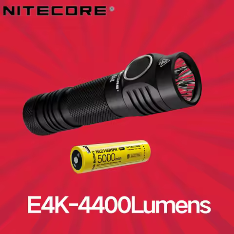 NITECORE E4K 4400Lumens Compact LED EDC Flashlight 8 Lighting Modes With NL2150HPR 18650 Battery Sel