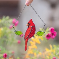 New Product Inlaid Stained Glass Window Ornaments Red Clothes Bishop Living Room Pendant Hummingbird