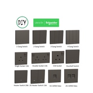 [Schneider AvatarOn C] Designer Colour Switches Dark Grey, Wine Gold/ Safety marked Switches and Soc