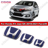 For Honda Fit Jazz GK 2018-2021 Facelift 1Pc Acrylic Sticker Honda Blue 3D Emblem Front Rear Steering Wheel Logo Frame Panel Cover Trim Badge Styling Accessories