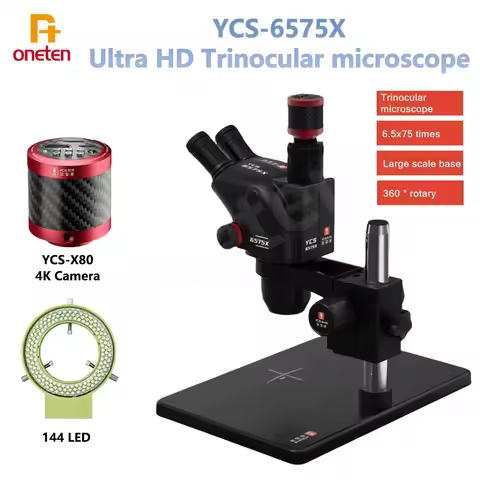 YCS 6558X 7050X 6575X Ultra HD Trinocular Microscope with Large Base 4K Camera for Mobile Phone PCB 
