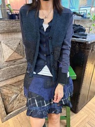 Giusto Dama 藍紫色拼色蕾絲針織上衣外套