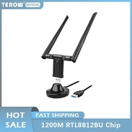[Hot K] TEROW AC1200M USB3.0 2.4G/5.8G ตัวรับสัญญาณอะแดปเตอร์ไวไฟการ์ดเน็ตเวิร์ก1200M พร้อมเสาอากาศ2 * 5dBi RTL8812BU สำหรับพีซีตั้งโต๊ะ802 11ac