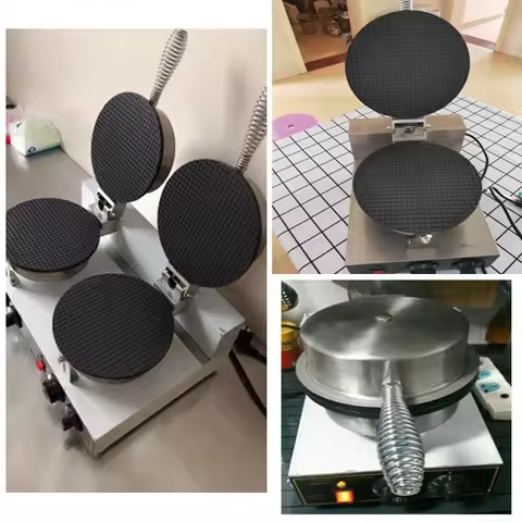 PBOBP 220V Electric Ice Cream Cone Making Machine Cone Baking Pan Machine Crepe Crispy Egg Roll Mach