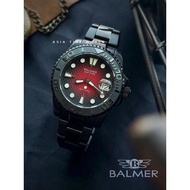 宾马 Balmer 8141G BK-49 Classic Automatic Sapphire Men Watch with Black Red Dial and Stainless Steel
