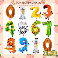 (Peachberry) 40 Cm Animal Number Foil Balloon / Animal Number Balloon