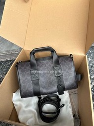 🎀順豐包郵 全新Coach 經典C紋老花波士頓包 深灰 PVC配皮革
