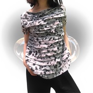 LAYERED GREY TOP | Grey spotted top short sleeve chiffon