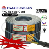 FAJAR 4 Core 4 mm PVC Flexible Cable PER METER 100% Pure Copper 4core 4mm