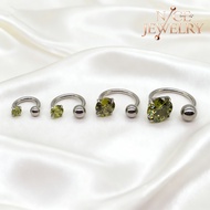 1 Pc 3-8mm Olive Green Crystal Nostril Septum Piercing Stainless Steel Septum Conch Lip 18G Cartilag