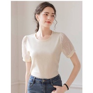 SK7012 -MSIA Ready Stock Women cotton T-Shirt Women Top Female Top 纯棉网纱短袖t恤上衣
