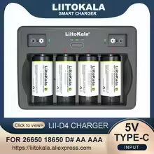 LiitoKala Lii-D4 4 Slots D 26650 18650 21700 18500 14500 16340 22650 AA AAA C SC 3.7V 1.2V 9V Lithiu