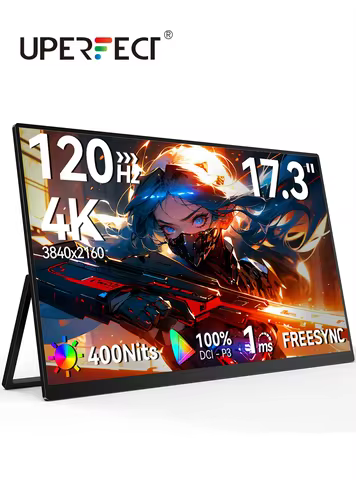 UPERFECT UColor T17 4K UHD Monitor W/ Vesa Adjustment Stand 17.3" 120Hz Gaming Display For Switch NS