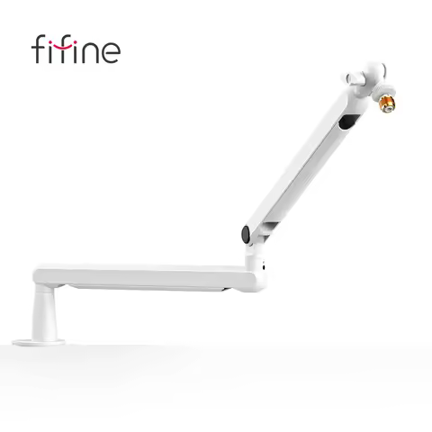 FIFINE Microphone Boom Arm, Adjustable Low Profile Mic Arm with Desk Mount Clamp,Cable Storage for S