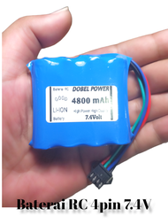 Baterai Cas RC 4800mAh 14500 7.4V 4PIN awet tahan lama