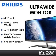 Philips BDM3490UC 34" Curved Ultrawide LED IPS WQHD 60Hz 2K Monitor With Built-in Stereo Speakers