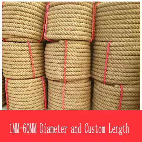 HQ HR2 Braided Nature Manila Jute Sisal Hemp Rope Cord Cable 1-60MM Diameter for Ceiling Decor Fence