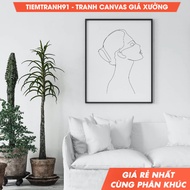 Tranh treo tường One Line drawing woman Black White Line Art female figure silhouette Poster Wall Ar