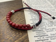 紫晶砂 硃砂 純銀 蠟線編織手鍊