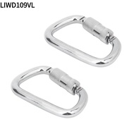 LIWD109VL 1/2Pcs Steel Carabiner Clip, 45KN 40Cr Steel D-Shaped Hanging Buckle, Durable Silver Heavy