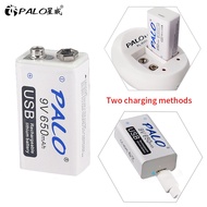 private.✶▬PALO 1 7pcs USB 9V 6F22 650mAh Rechargeable Battery 9 volt lithium li ion liion fast charg