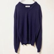 古著 Jantzen 長袖 V 領針織毛衣，normcore，海軍藍，美國製造，超大號，XL 碼