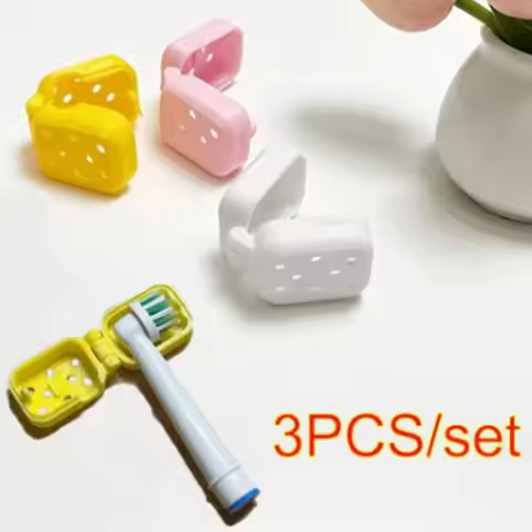 3pcs Electric Toothbrush Head Travel Case – Ventilated Protective Cover, Clean & Lightweight for Sto