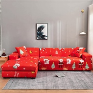 2/3-Seaters Sofa Cover Printed Christmas Design Stretchable Furniture Protector Sofa Cover