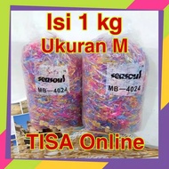 566 KJP3/ 1kg Japanese rubber hair tie size M mixed color BENING
