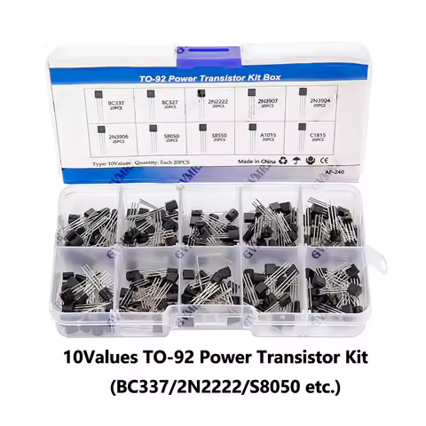 200PCS 10Values TO-92 Power Transistor Kit (BC337/2N2222/S8050 etc.) for Arduino DIY Electronic Proj