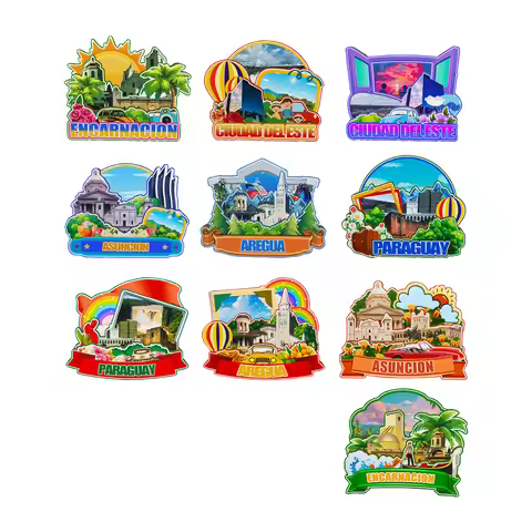 Decorative Magnets for Ciudad Del Este Encarnacion Aregua Asuncion Paraguay City Landmark Travel Sou