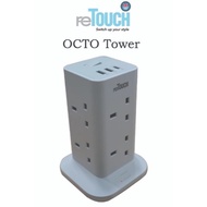<SIRIM> RETOUCH OCTO TOWER SOCKET 13A 3250W 8AC SOCKET 3 USB PORT 2M SURGE PROTECTOR OCTO TOWER SOCK