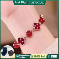 MERAH Free Gift Box JR Jewel Bracelet Store Your Luck Exclusive Clover Leaf Red Agate Bracelet for M
